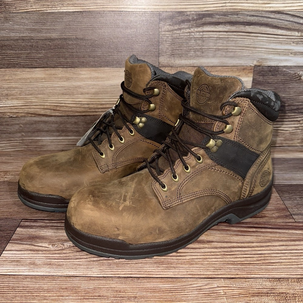 Justin Work Boots Mens 10 EE Brown Leather Electrical Hazard Aluminum Safety Toe - Picture 4 of 9